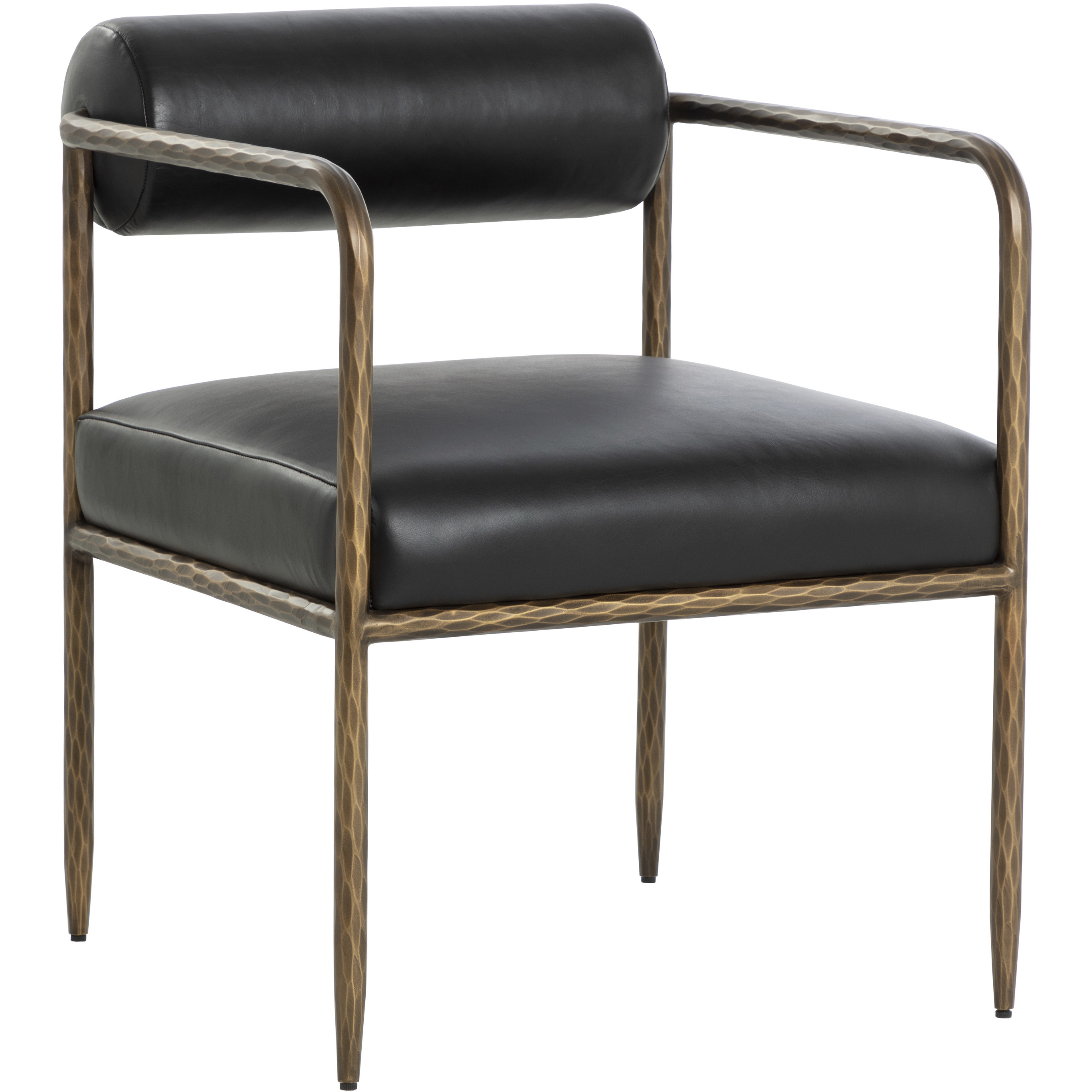 Ajani Charcoal Black Leather Dining Armchair